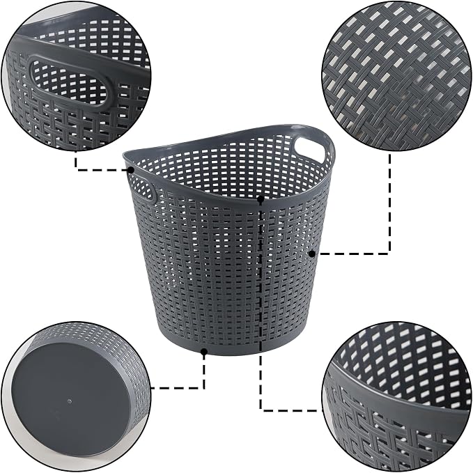 Kiddream 6 Pack Plastic Laundry Clothes Hamper Baskets, Large Storage Baskets - Image 3
