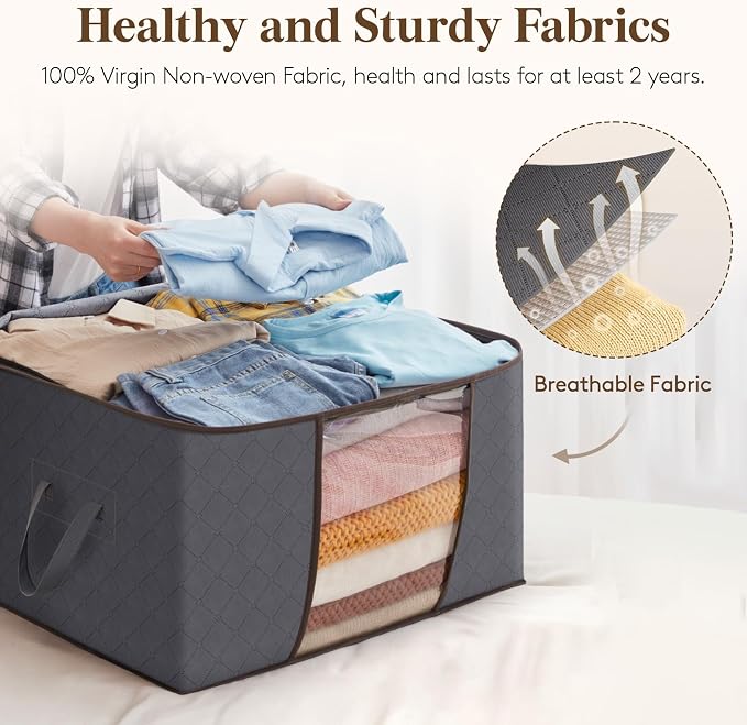 Lifewit 90L Large Storage Bags, 8 Pack Closet Organizers and Storage, Clothes - Image 3