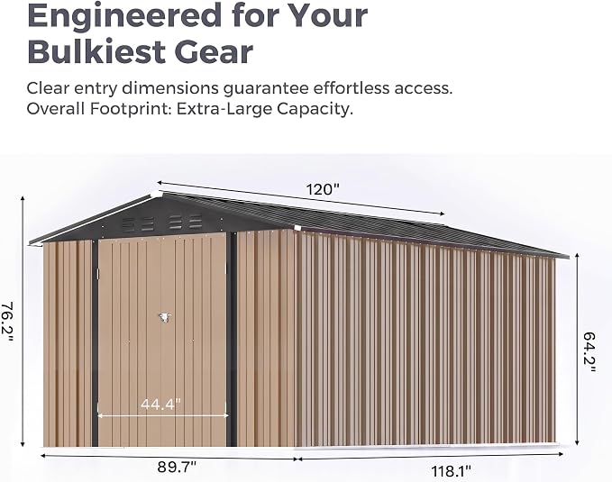 Devoko 8x10 FT Outdoor Storage Shed, Metal Tool Shed - Image 2