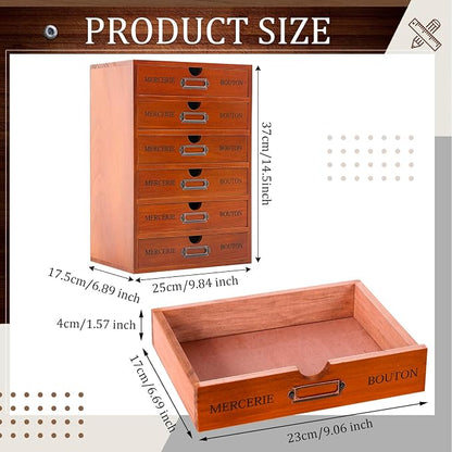 Wesiti 6 Drawer Vintage Wooden Desk Organizer, Apothecary Cabinet Storage Box - Image 3