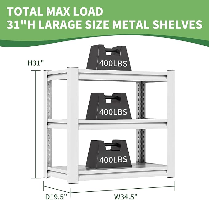 Garage Adjustable Storage Shelves, 3 Tier, Heavy Duty - Image 3