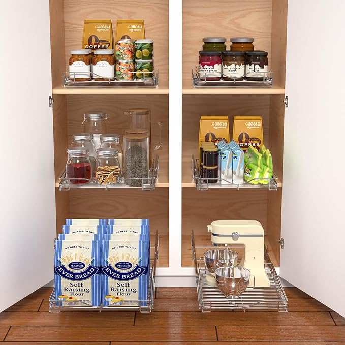 DINDON 1 Tier Pull Out Cabinet Organizer Heavy-Duty Metal Sliding Drawer Shelf - Image 4