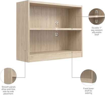 Bush Furniture Universal Small 2 Shelf Bookcase in Natural Elm, Low Storage and - Image 6