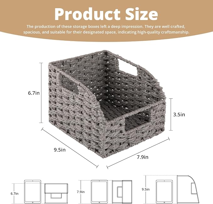 OIAHOMY Pantry Baskets for Organizing, Paper Rope Baskets - Image 3