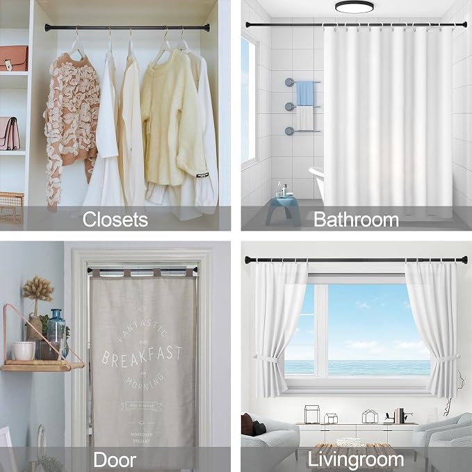Thestoa Shower Curtain Rod Adjustable 43-92 inch, Anti-Rust Non-Slip Shower Rod - Image 6