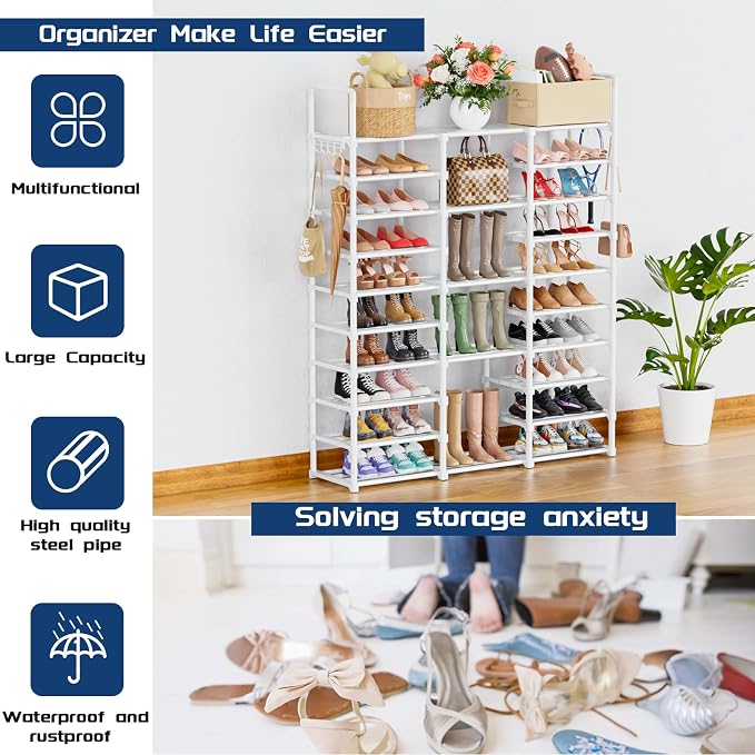 Mavivegue 10 Tiers Shoe Rack, Large Storage Space, 55-60 Pairs, Polypropylene - Image 5