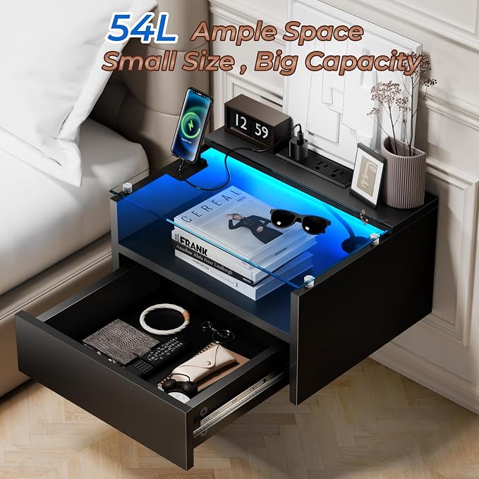 Black Floating Nightstand Set of 2 - Image 7