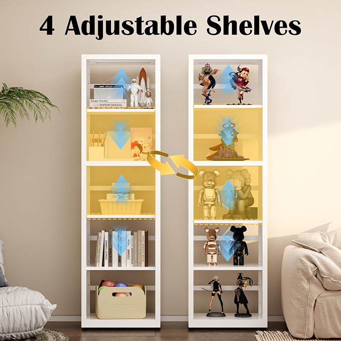 Narrow Bookshelf, 5 Tier Bookcase, Home Office Bookcase Shelf Storage Organizer - Image 5