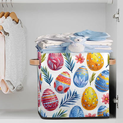 TropicalLife 13x13x13 Inch Large Fabric Storage Cube Easter Eggs Foldable - Image 2