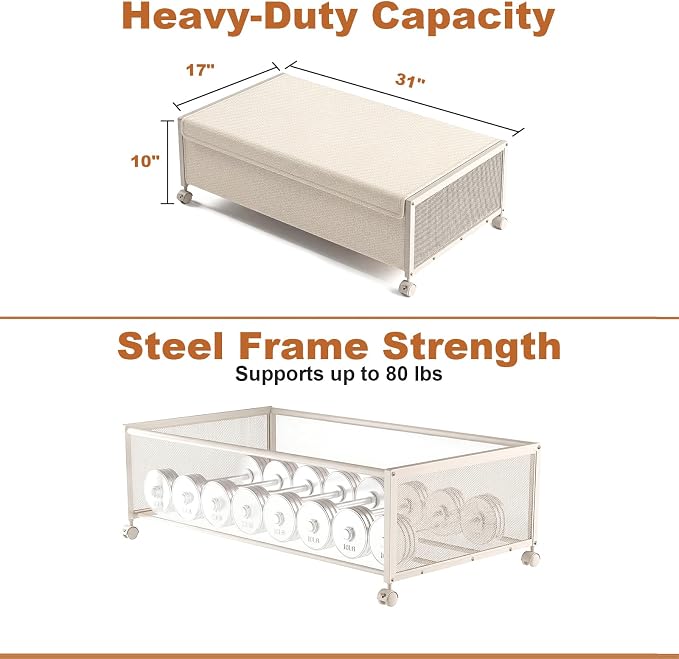 2 Pack Under the Bed Storage Containers, 10 inch Height Under Bed Shoe Storage - Image 4