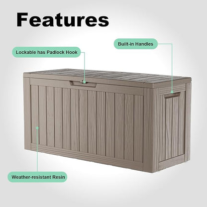 80 Gallon Resin Deck Box, Outdoor Waterproof Storage Containers, Lockable Patio - Image 6