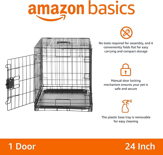 Amazon Basics Durable, Foldable Metal Wire Small Dog Crate - Image 2