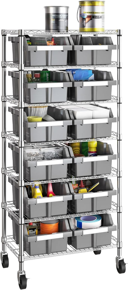 Seville Classics Heavy Duty NSF Bin Rack Solid Steel Wire Shelving Storage Unit - Image 2