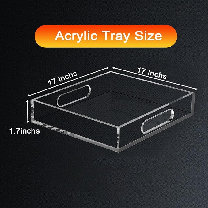 17 * 17 Acrylic Organizer Tray Large, Serving Tray - Image 2