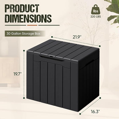 Flamaker Deck Box 30 Gallon, Waterproof Resin Small Storage Box - Image 2