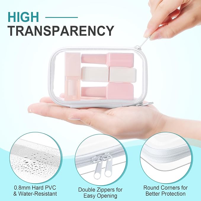 Hoolerry 4 Pcs Hard Clear Zipper Case Makeup Bags Plastic Pencil Pouch - Image 3