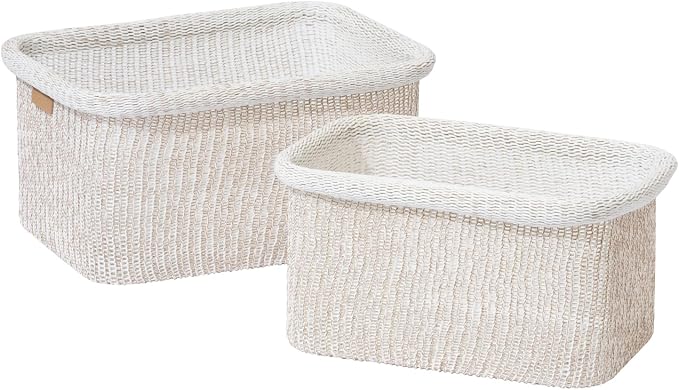 La Jolie Maison Blended Fabric Storage Baskets Set of 2, Rectangle Knitted by LaJolieMaison