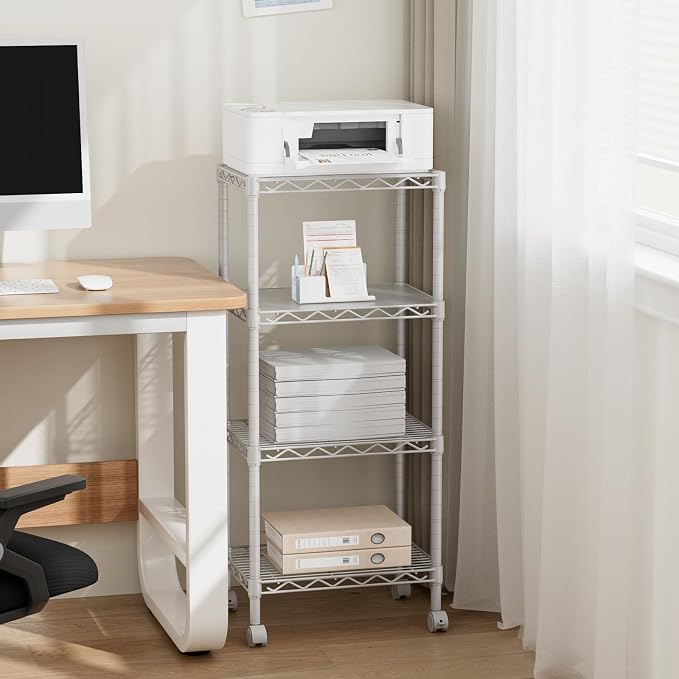 4 Tier Adjustable Storage Shelves, Heavy Duty Metal Utility Shelf Wire Shelving - Image 2