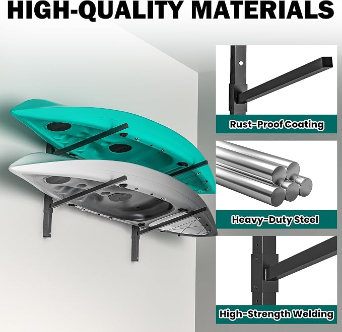 EVERHANGER Wall Mounted Kayak Storage Rack, Adjustable Kayak Holder, Heavy Duty - Image 3