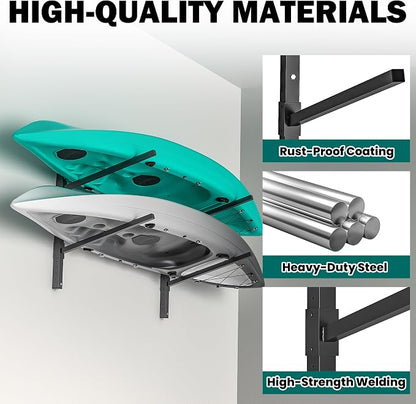 EVERHANGER Wall Mounted Kayak Storage Rack, Adjustable Kayak Holder, Heavy Duty - Image 3