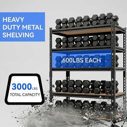 3000LBS Storage Rack, 5-Tier Heavy-Duty Storage Shelving, Adjustable Metal - Image 4