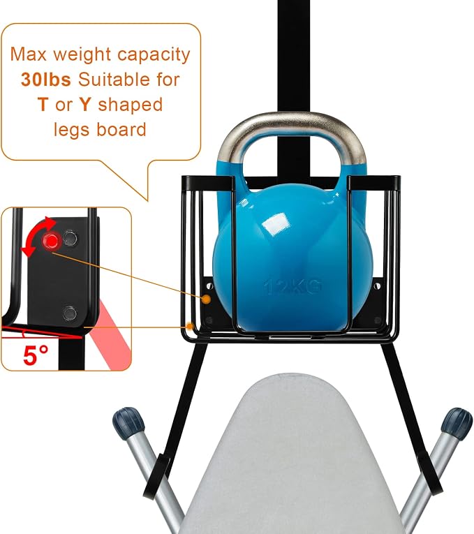 ORLESS Over The Door/Wall Mount Ironing Board Hanger, Laundry Room Iron and - Image 5