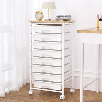 Rolling Cart with 8 Drawers, Storage Drawers Cart with Wooden Tabletop and by Unknown