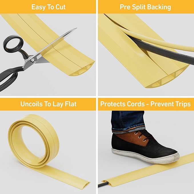 D-Line 6ft Floor Cord Cover, Floor Cable Protector, Extension Cord Cover - Image 2