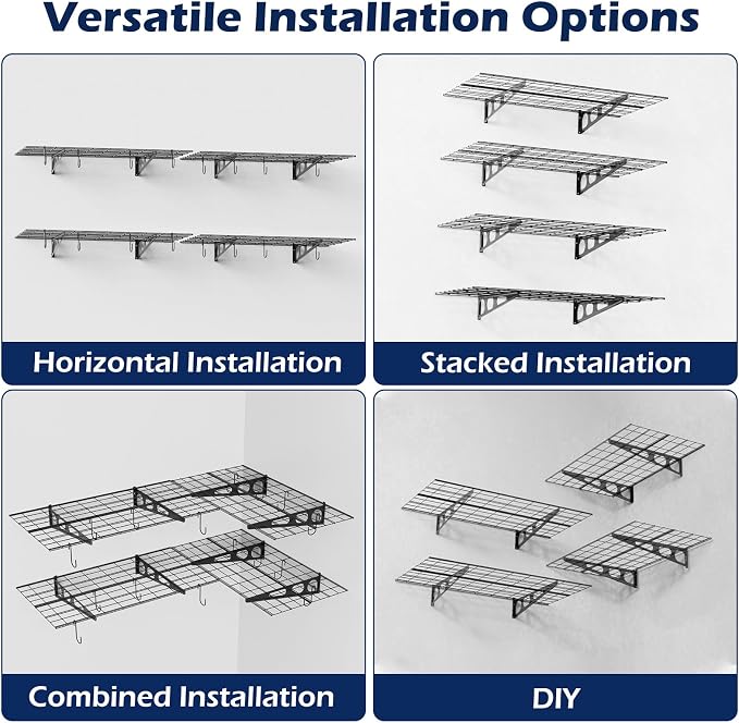 2 Pack 2x6 Ft Garage Wall Shelving, 1400 lbs Heavy Duty Metal Garage Shelf - Image 7
