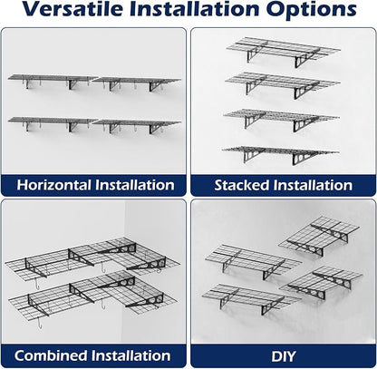 2 Pack 2x6 Ft Garage Wall Shelving, 1400 lbs Heavy Duty Metal Garage Shelf - Image 7
