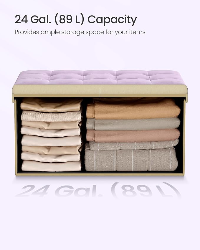 SONGMICS Velvet Storage Ottoman, Folding Storage Bench - Image 6
