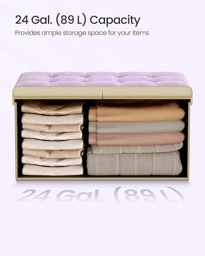 SONGMICS Velvet Storage Ottoman, Folding Storage Bench - Image 6