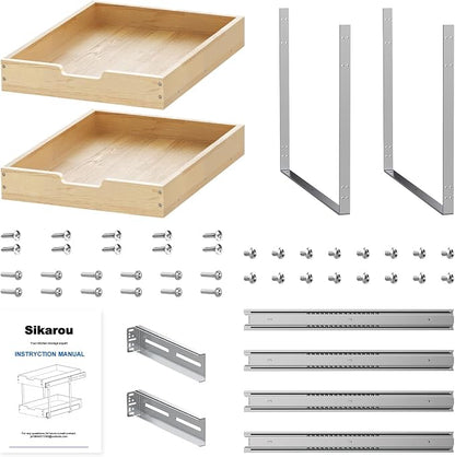 Wood Pull Out Cabinet Organizer 2 Tie 26" W x 21" D, Heavy-Duty Sliding Drawers - Image 7