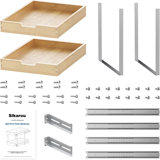 Wood Pull Out Cabinet Organizer 2 Tie 14" W x 21" D, Heavy-Duty Sliding Drawers - Image 6