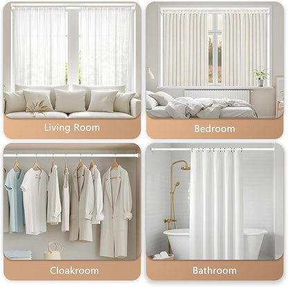 1PCS White Shower Curtain Rod 30-76 Inch, Tension Curtain Rods No Drilling | - Image 5