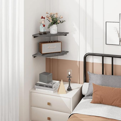 Corner Shelf Wall Mount, Cable Box, Wood Hanging Storage Shelf Organizer - Image 9