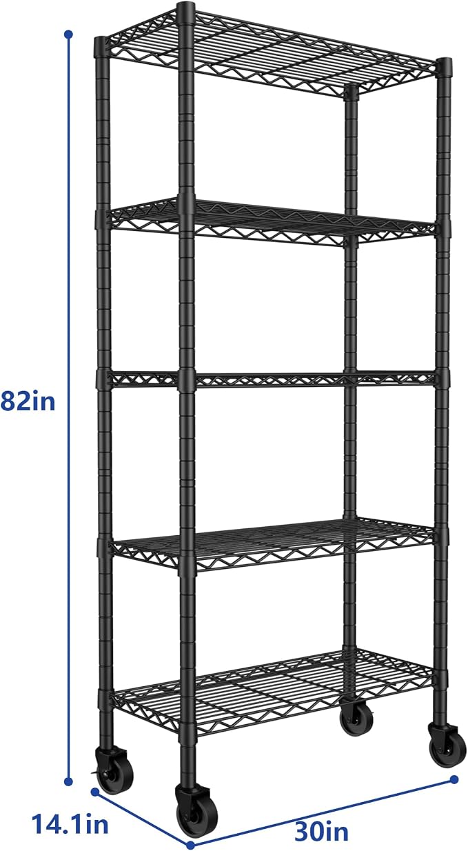 REGILLER 5-Wire Shelving Metal Storage Rack Adjustable Shelves, Standing - Image 3