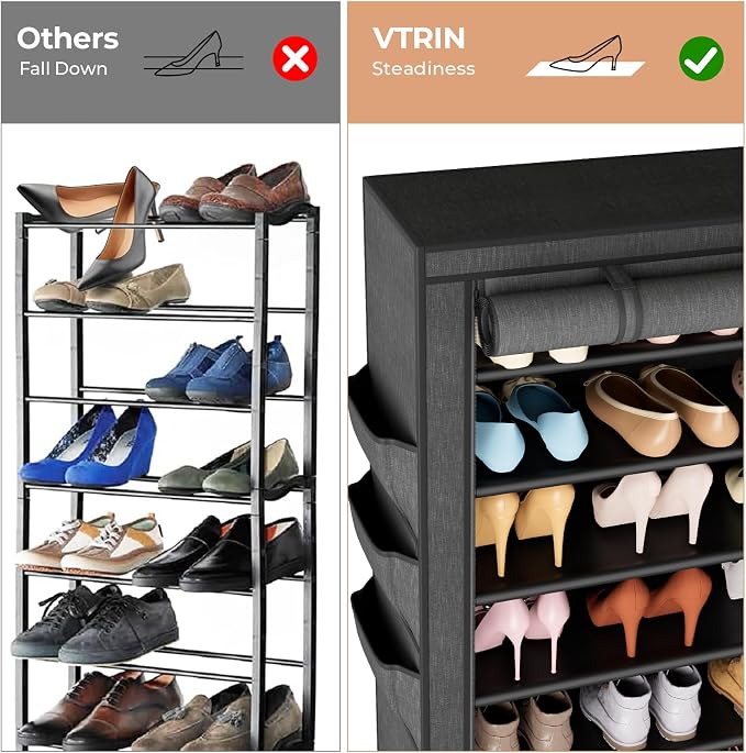 VTRIN Vertical Narrow Shoe Rack Organizer Tall Shoe Rack - Image 6