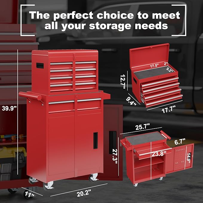 AirWire 5-Drawer Tool Chest, Rolling Tool Storage Cabinet - Image 3