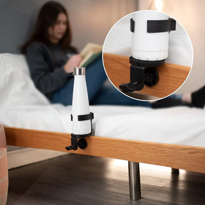 VIVO Clamp-on Desk and Bed Cup Holder, No Spill Adjustable Drink Mount - Image 4