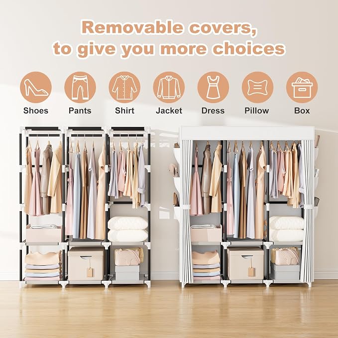 VTRIN Portable Closet Wardrobe for Hanging Clothes Closet - Image 6