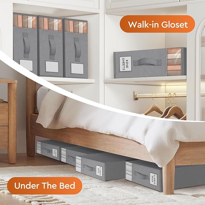 StorageTastic 8 Pack Bed Sheet Closet Organizers and Storage, Sturdy Foldable - Image 6