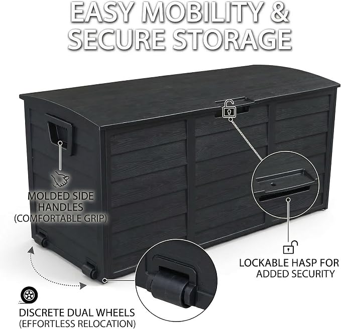 75 Gallon Outdoor Storage Box, 260L Waterproof Resin Deck Box - Image 4