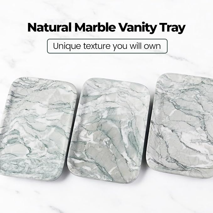 Vanity Tray, Marble Bathroom Tray Countertop, Decorative Dresser Organizer - Image 3
