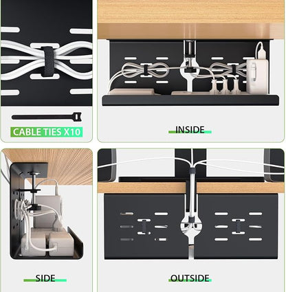 KEEGH 16" Under Desk Cable Management Tray, No Drill Clamp Mount, Desk Cord - Image 8