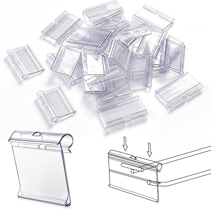 50 Pcs 2" x 1.25" Hook Scanner Plates Shelf Label Holders, Reusable Flip-open by Mifoci