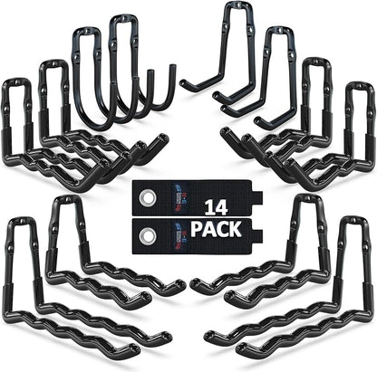 3-H Heavy Duty Garage Hooks 14 Pack, One-Piece Construction Garage Wall Hooks by 3-H