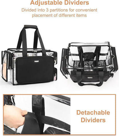 Relavel Professional Makeup Case Backpack and Large Clear Makeup Bag - Image 3