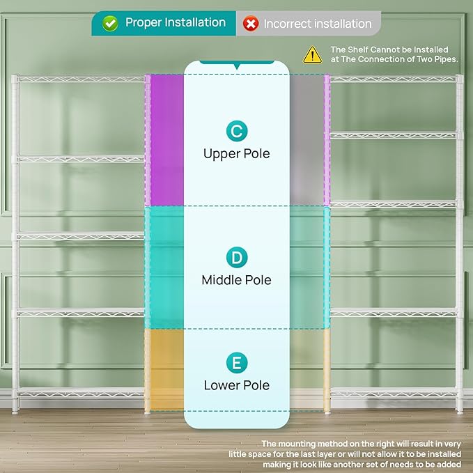 SINGAYE Shelf Wire Shelving Adjustable Storage Shelves Rack Standing Units - Image 4