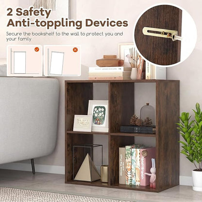 POWERSTONE 4 Cube Storage Organizer, 2 Tier Cubby Bookshelf Freestanding - Image 4